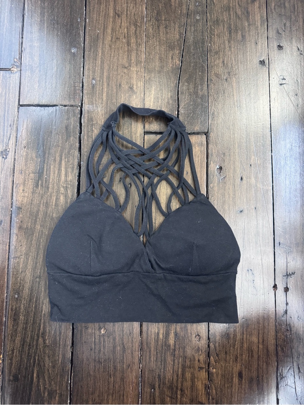 Strappy Halter Bralette - Black